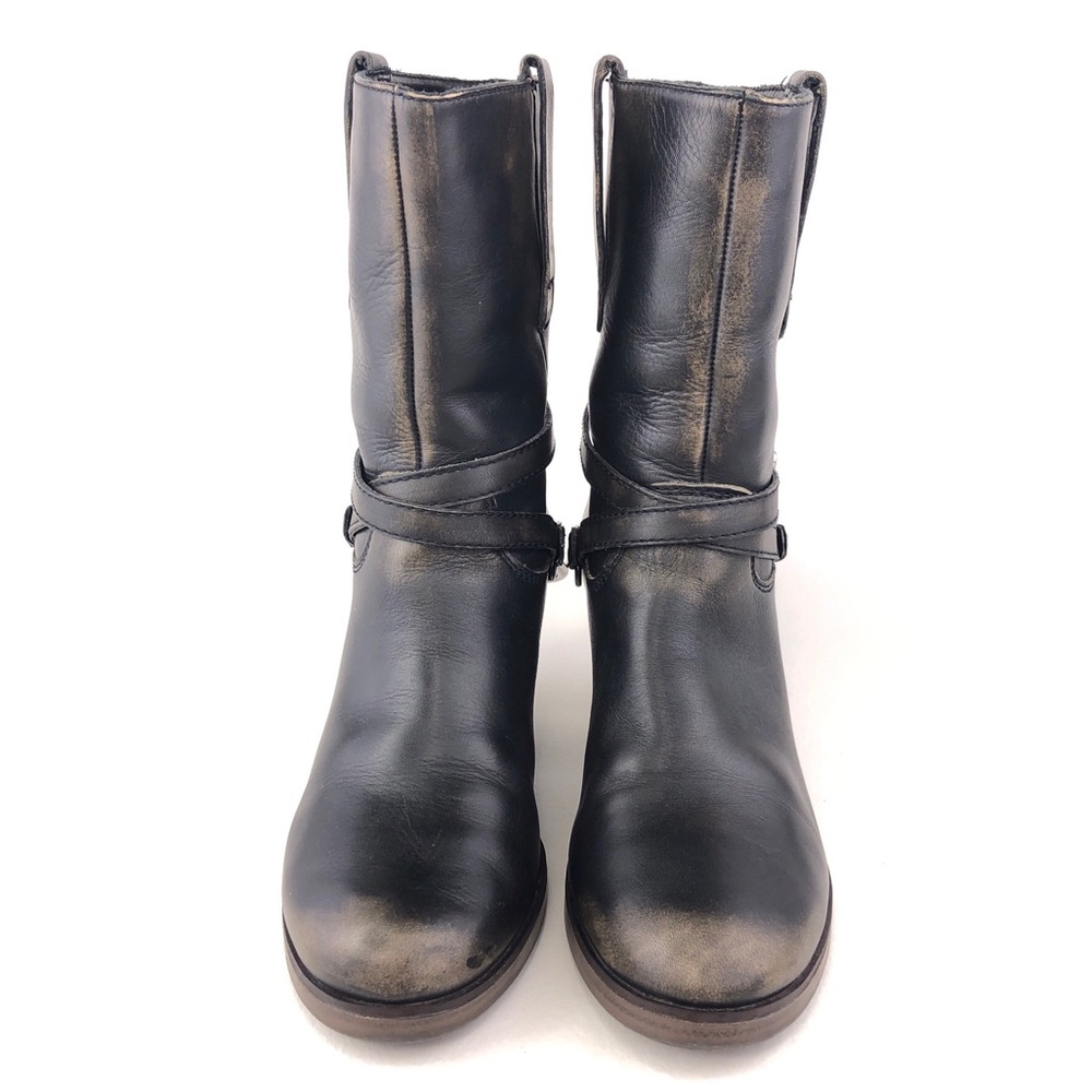 Steven by Steve Madden Spur Black Leather Boots 9 - Picture 4 of 13